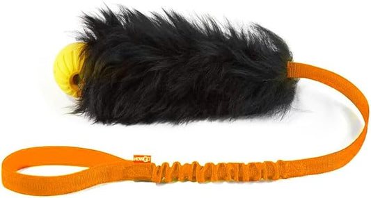 HOWGO Dog Rope Toy,Dog Bungee Chaser Toy 100% Sheepskin,Sheep Smell Tug Toy for All Breeds (Orange, Long with Ball)