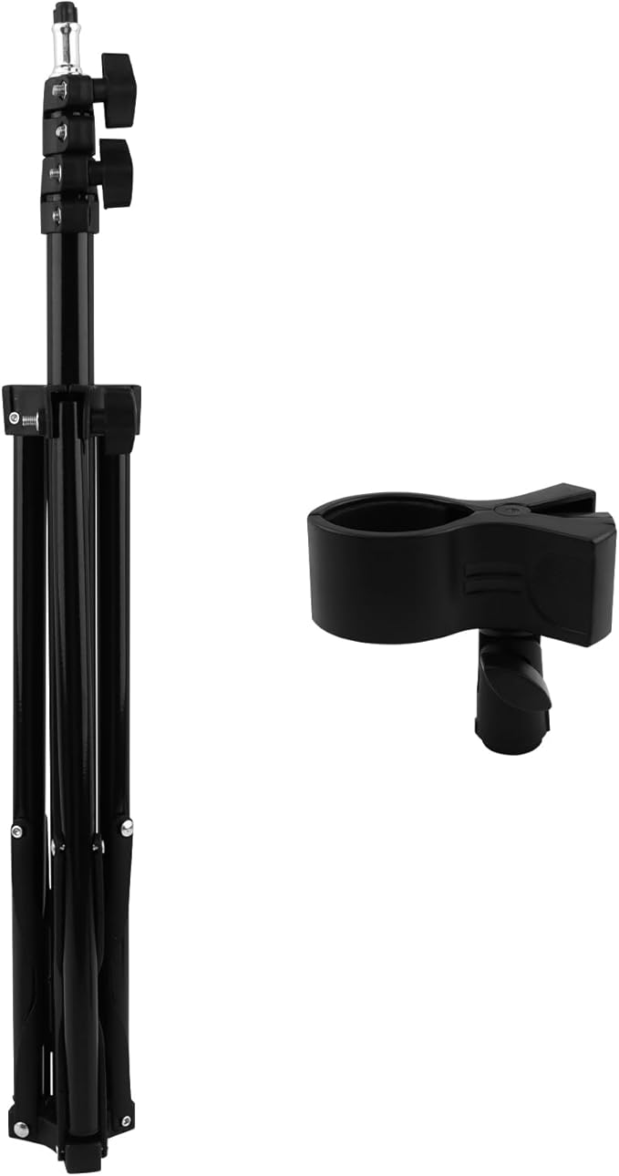 Hair Dryer Stand, Hands Free Hair Dryer Holder with 360-Degree Rotating Universal Clip, 22-63 Inch Height Adjustable Blowdryer Holder for Bathroom Vanity Makeup Room