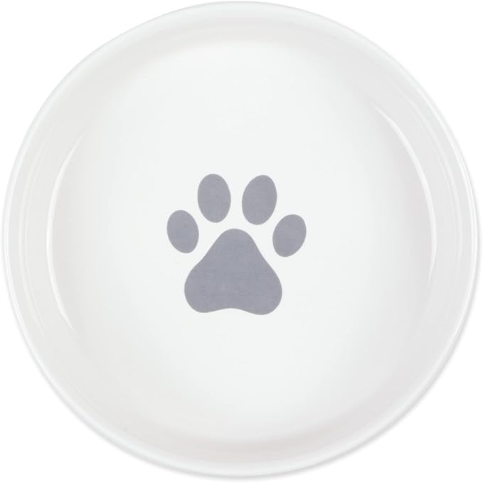 Bone Dry Ceramic Cat Bowls, Microwave & Dishwasher Safe, Large Set, 7.5x2.4, Gray, 2 Count