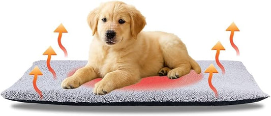 Heated Dog Bed Self Warming Bed Advanced Extra Warm Thermal Pet Pad for Indoor Outdoor Pets with Removable Cover Non-Slip Bottom Washable Non Electric Self Heating Dog Mat Large Gray 23.6 * 35.4inch
