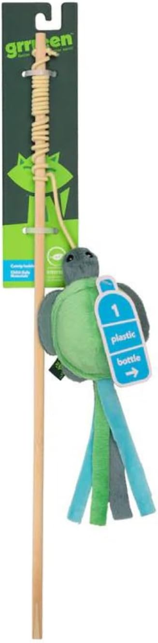 Cat Toys | Plush Turtle Teaser Cat Wand Toy | Eco Friendly Interactive Cat Toys for Indoor Cats