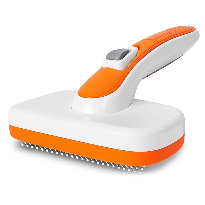Outtag Self Cleaning Shedding Brush for Dogs, Cats, and Puppies, Deshedding and Hair Removal, Skin Friendly Grooming Tool for Long and Short Haired Pets