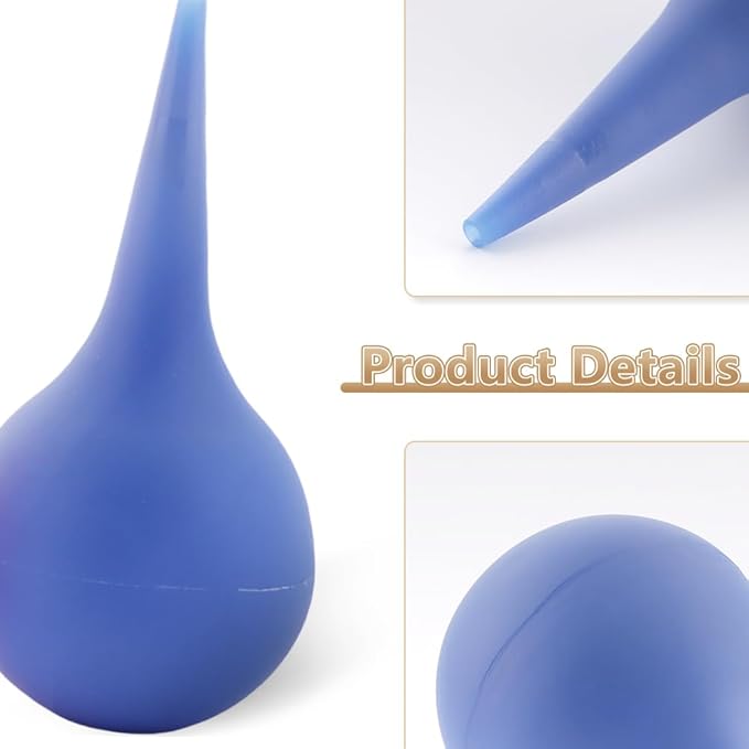 3 Pcs Manual Fluid Suction Device, for Pet Rubber Ear Washing Squeeze Bulb Ear Washing Removal Tool Ear Wax Removal, Pet Earwax Cleaning(Black, Red, Blue)