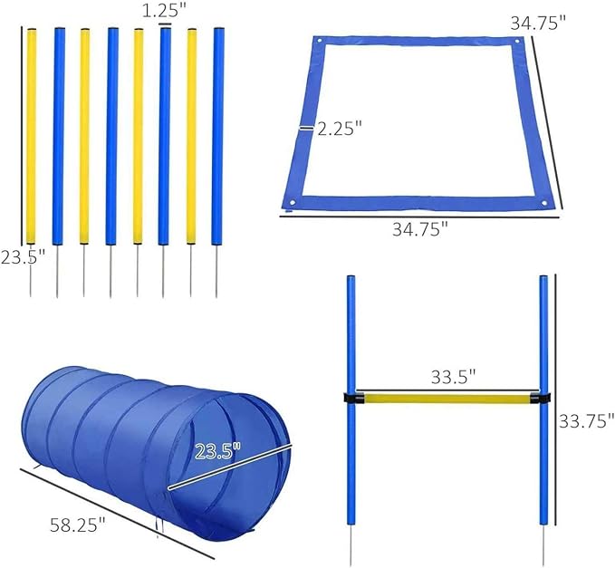 Dog Agility Training Kit with Obstacles, Tunnel, Dog House and Crate, White