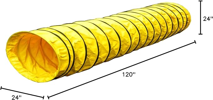 Cool Runners Agility Tuff Tunnel 10' Long, 8" Pitch, 24" Diameter - Manufactured from Rugged 19oz PVC, Ideal for Home Practice, Yellow