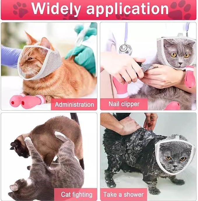 PENINSULA LOVE Breathable Cat Muzzle, Transparent Cat Mouth Cover, Anti-Biting, Adjustable Grooming Mask, Small/Medium, White