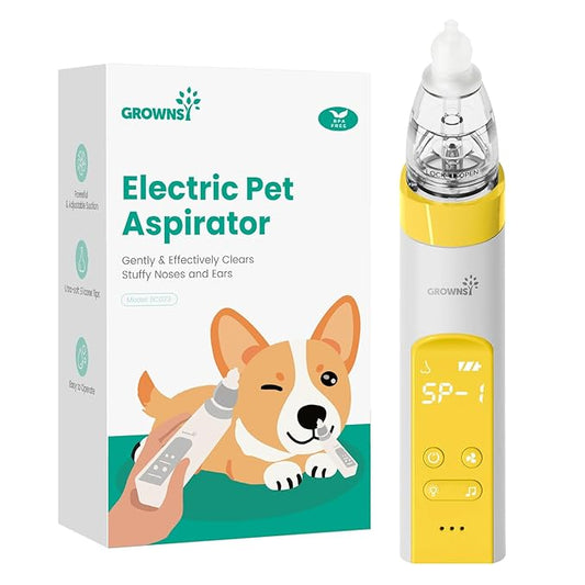 GROWNSY Electric Nasal Aspirator for Pet, Whisper-Quiet Nose & Ear Suction for Dogs, Cats, Puppies & Kittens, Adjustable Suction, Food-Grade Silicone, Relieve Congestion, Clear Milk, Clean Ears