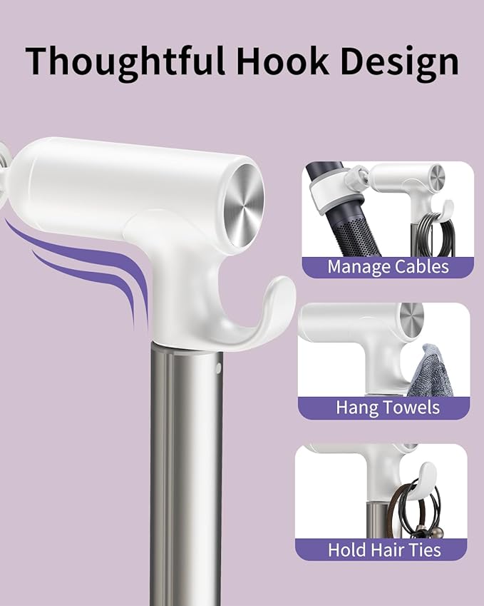 Floor Standing Hair Dryer Stand Holder, 360° Degree Rotating, 17 in - 51 in Height Adjustable Blow Dryer Stand Hands Free Works for Frozen Shoulder, Arthritis, & Wrist Pain Relief-Stand Type