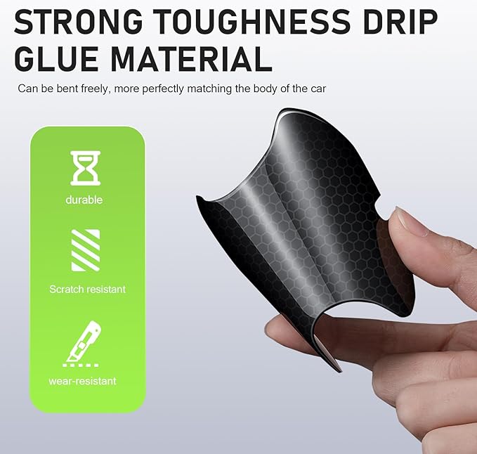 8PCS Car Door Handle Protector, Reflective Car Door Handle Bowl Stickers, Self-Adhesive Anti-Scratch Doors Handles Paint Protective Film, Universal Protection Guard for Most Cars (Black)