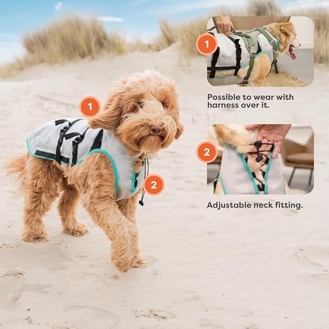 Suitical Dry Cooling Vest for Dogs | Canine Cooling Vest for Hot Weather | Dog Cool Down Jacket | Machine Washable | XL | Neck to Tail 28”- 36” | Chest 30-38” Around | Neck Circumference 26” | Silver