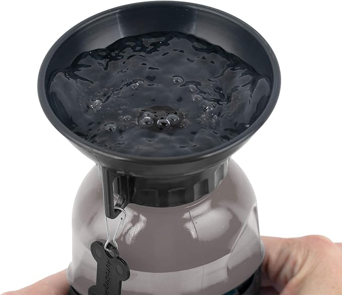 Highwave AutoDogMug Portable Dog Water Bottle, Squeeze Water Bottle with Built-in Travel Bowl for Dogs, Leak-Resistant BPA-Free Dog Water Dispenser for Walking, Hiking & Travel 20 oz (Smoke)