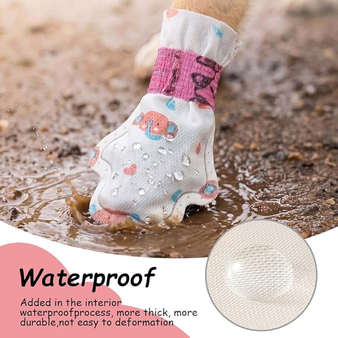 Disposable Dog Booties for Dogs Cats Paw Protector,Waterproof and Breathable with Adjustable Bandage,32Pcs Pet Booties for Small Medium Large Dogs Indoor & Outdoor Use(L,Paw Width:2.57~3.15inches)