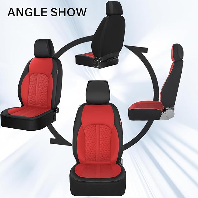 Coverado Universal Leather Seat Covers Front Seats, 2-Pack Seat Covers for SUV, Pickup Truck, Sedan, Automotive Vehicle Interior, Waterproof and Durable All Weather Protector，Red