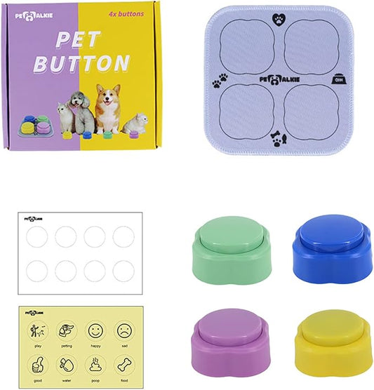 4 Pack Voice Button Dog Button for Communication Pet Training Buzzers Record & Playback