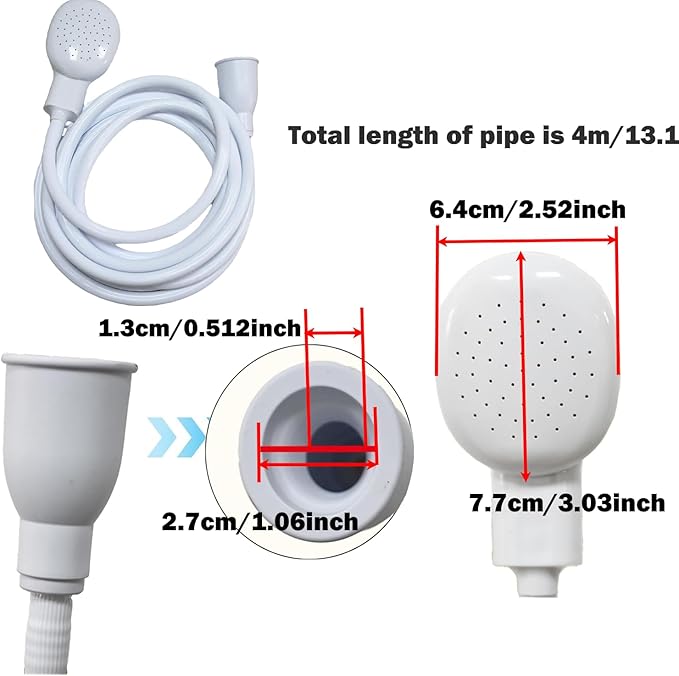 4m/13.12ft Sink Spray Hose Portable Faucet Sprayer Garden, Shampoo Sprayer Handheld Shower Head Spray Hose for Pets, Bathing Baby, Washing Hair, Rinsing Vegetables