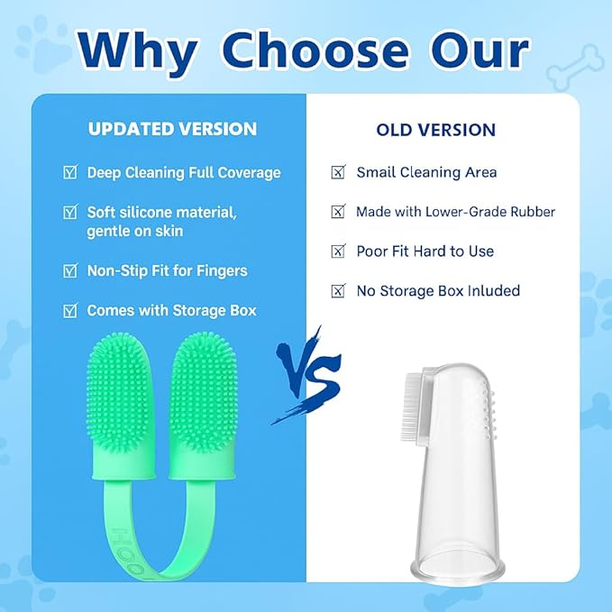 Pet Finger Toothbrush for Adult & Large Dogs, 2 Pack with 800 Soft Bristles, 135 Double Finger Design for Large Pets, BPA Free TPR Silicone Dental Care