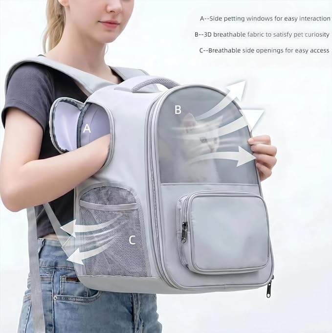 Pet Carrier Backpack for Cats and Small Dogs-Expandable Pet Tent Breathable Visible Pet Bag for Kitty and Puppy Foldable Pet Nest Bed Perfect for Travel Walks Shopping Vet Visits Home Use-Gray