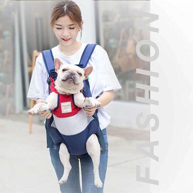 Dog Backpack Carrier Small Dog Backpack, Pet Dog Front Backpack Legs Out Dog Chest Carrier for Small Dogs, Cat Backpack Carrier Dogs Travel Back Pack Hands-Free Hiking Bike Motorcycle (Size:11–19 lbs)