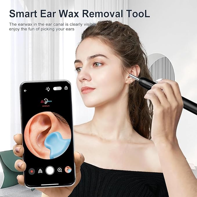 Ear Wax Removal Kit,Earwax Removal Tools with 1080P HD Camera and 6 LED Lights,IP67 Waterproof,Multi-Purpose 8 Pcs Ear Cleaning Kit,Easy to Use,Ear Cleaner with Camera for iOS and Android