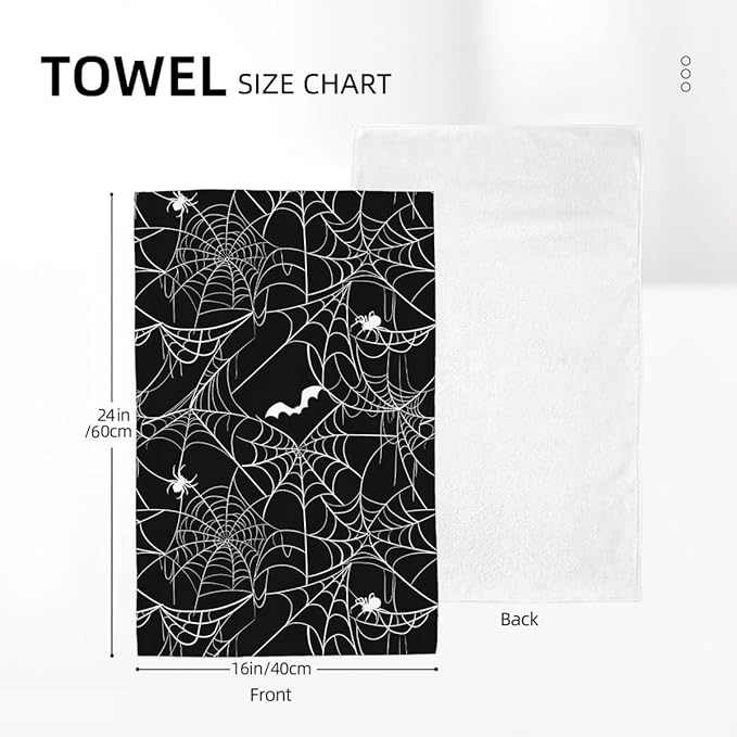 Halloween Kitchen Towels Bat Spider Web Dish Towel 16×24 Inch Soft Absorbent Holiday Black Halloween Hand Cloths for Kitchen Drying Decore Set of 2