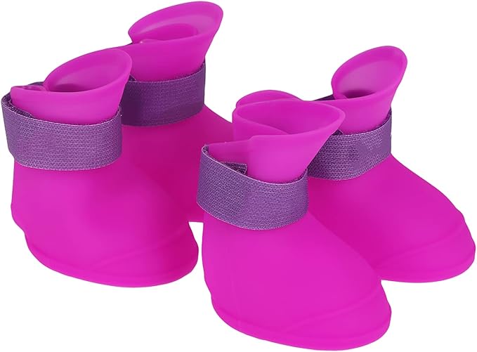 Yctze 4pcs Silicone Protective Dog Boots, Antislip Snow Shoes for Small Dogs, Ideal for French, Cute Pet Rain Wellies (L)