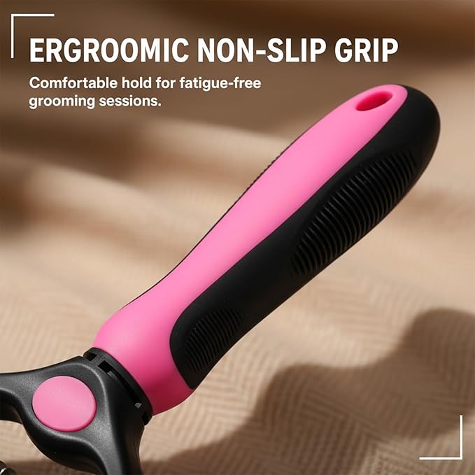 Sakerplus Pet Grooming Tool for Dogs & Cats, Professional Deshedding & Dematting Brush, Stainless Steel Undercoat Rake for Long & Short Hair Pets, Gentle Pet Hair Remover Comb (Pink,Small+Large)