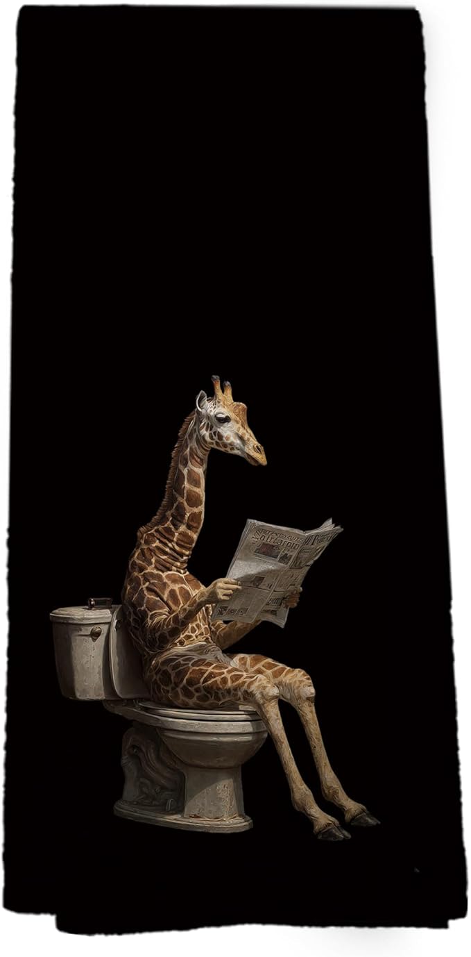 Funny Giraffe Hand Towels, Giraffe Gifts for Women Kids Hand Towel for Bathroom Decor, Dark Wild Animal Decorative Towels for Bathroom Washroom Restroom 16x24 Inch