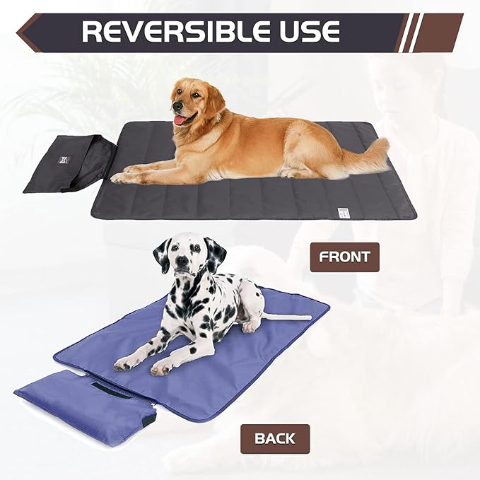 ROZKITCH Waterproof Outdoor Pet Dog Mat Pad 39"x28" Portable Reversible Summer Sleeping Mat Reusable Machine Washable Easy to Clean&Carry Camping Travel Pet Mat for Small Medium Large Dogs