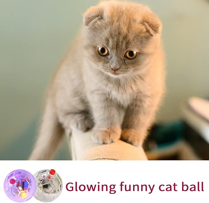 4 Pieces Ghost Hunting Cat Ball Multi-Color Flash LED Glowing Interactive Ball Pet Toys for Dog Cat Animals Activity