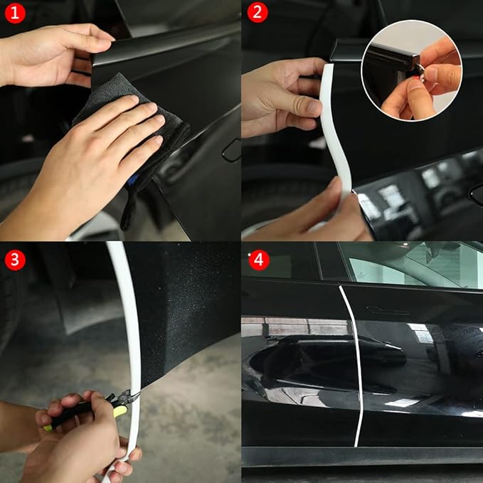 Winunite 16.4ft (5m) Car Door Edge Guards White – Self-Adhesive PVC, U-Shaped, Fits Most Vehicles, Fade-Resistant, Scratch- and Chip-Resistant – Reduces Dings in Parking Lots