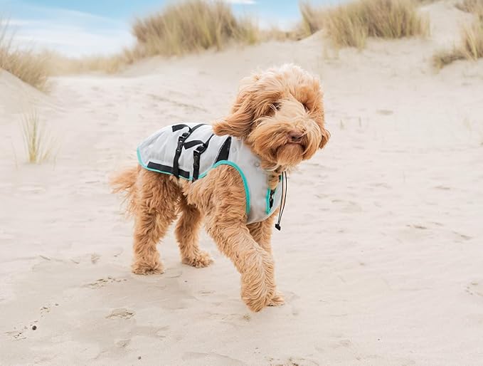 Suitical Dry Cooling Vest for Dogs - Canine Cooling Vest for Hot Weather - Dog Cool Down Jacket - Machine Washable - L, Neck to Tail 24-30 IN - Chest 26-34 IN Around - Neck Circumference 22 IN -Silver