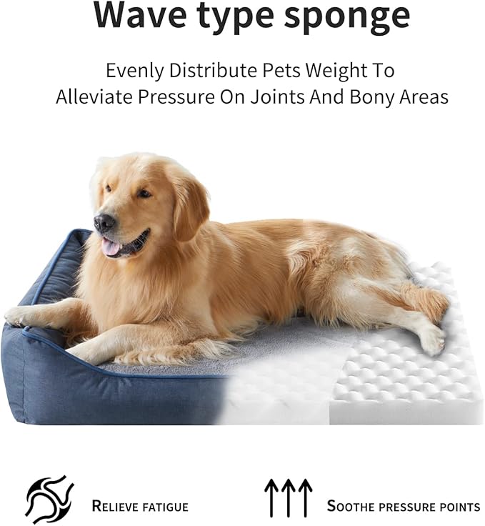 Tidore Orthopedic Dog Beds for Medium Dogs, Durable Egg Crate Foam Sofa Dog Bed wit Washable Removable Cover,Waterproof Lining,Pet Bed for Large Dogs (Mustard Yellow, 31.5" L x 25.2" W x 7" Th)