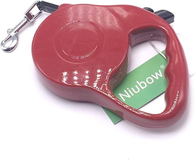 Retractable Dog Leash with Nylon Ribbon Lead for Small & Medium Breeds, Durable, No Tangle, 10-feet Long, Supports up to 25-Pound (Small, Red)
