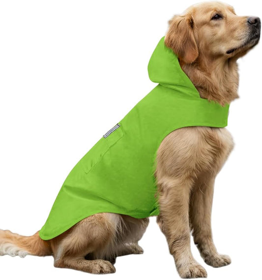 Dog Raincoat Reflective Adjustable Hooded Pet Rain Jacket Poncho with Leash Hole for Dogs S-5XL
