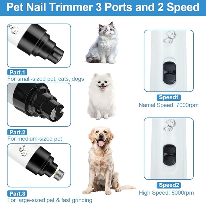 2026 New Dog Nail Clippers Silent, Quiet Dog Nail Grinder, Painless Paws Grooming & Smoothing, Electric Pet Nail Trimmer for Cats and Other Animals, Ideal for Sensitive Dogs of All Breeds & Sizes