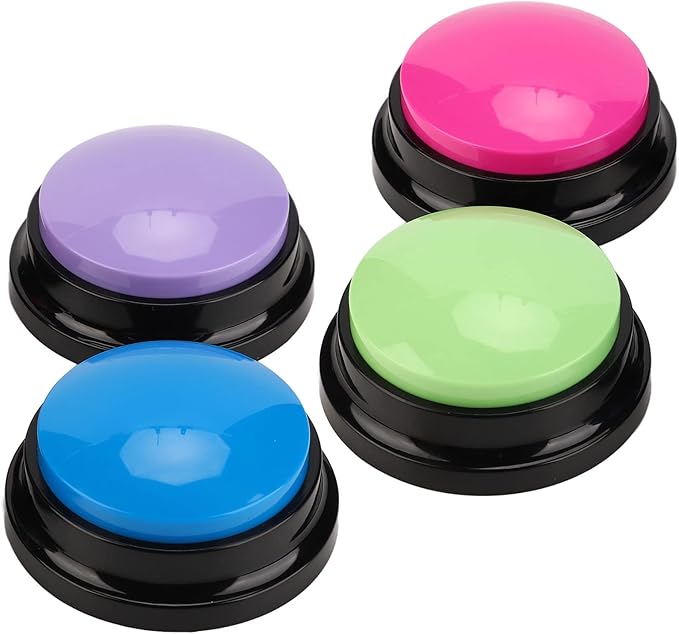 YOUTHINK Smart Record Talking Buttons, Easy to Use, Clear Recording, 4pcs Dog Communication Buttons for Promoting Pet Communication, PurpleGreenPinkBlue