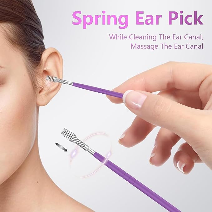 6 Pcs Ear Wax Removal Kit,Ear Cleaner Tools: Mini Portable Ear Scope with Stainless Steel 360° Spiral Ear Massage Cleaning Tool for Adults Kids - Ear Wax Remover with Storage Box