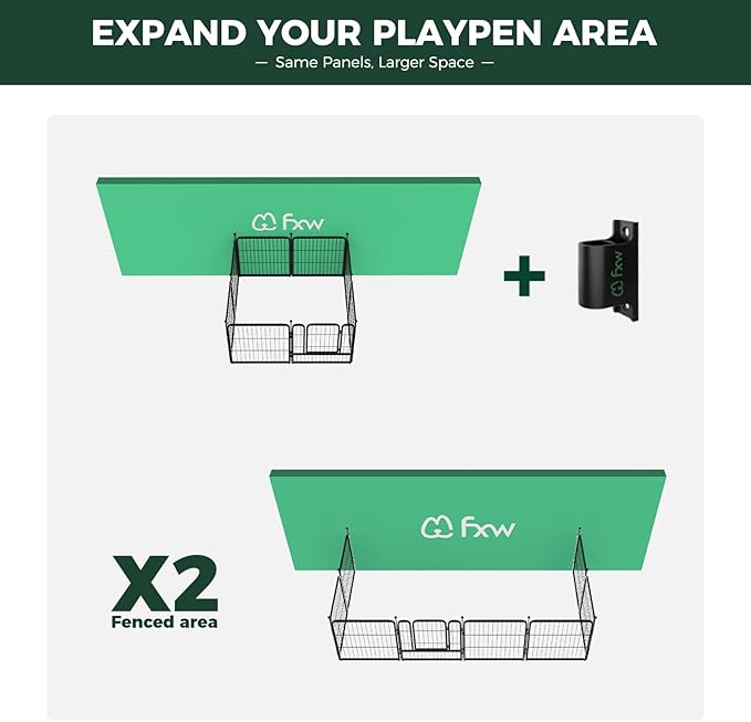 FXW Rollick Dog Playpen with Anchor Kit (Pack of 4) – 24 Inch 8-Panel Dog Pen for Small & Medium Dogs, Stable & Safe Indoor/Outdoor Play│Patented