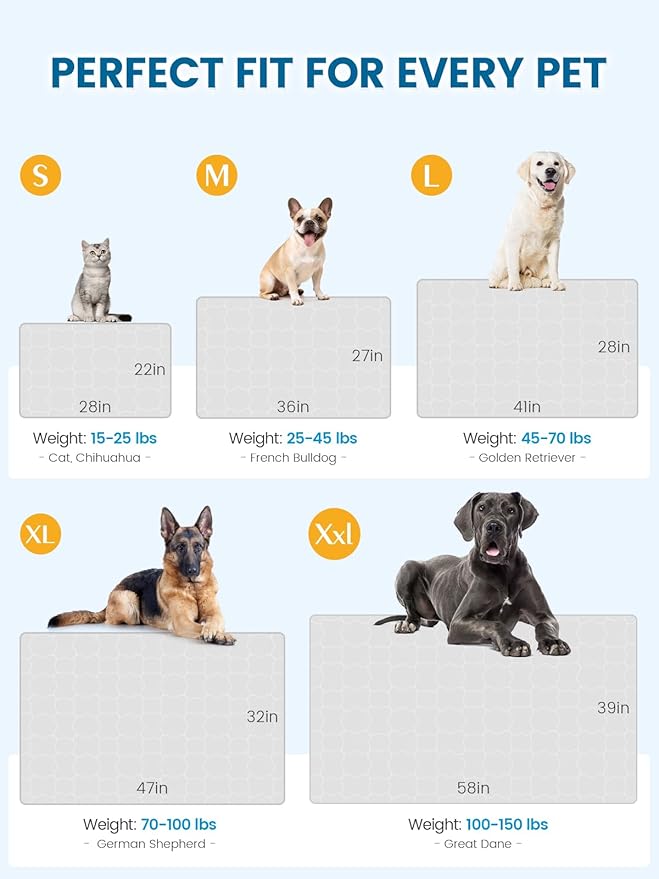 Mora Pets Dog Cooling Mat Pet Cooling Pad for Large Dogs & Cats Q-Max>0.5, Breathable Washable Self Cool Dog Mat for Indoor Floors, Crate, Sofa & Outdoor Use, Non Gel Summer Ice Silk Cold Pad L 41x28