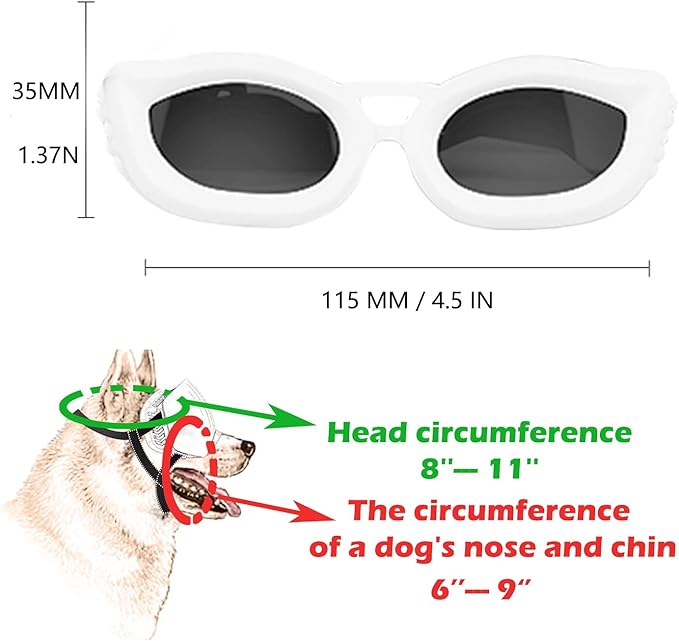 Dog Goggles Small Breed, UV/Wind/Dust/Fog Protection Pet Sunglasses with Adjustable Strap,Outdoor Dog Sunglasses for Small Dogs,Easy Wear