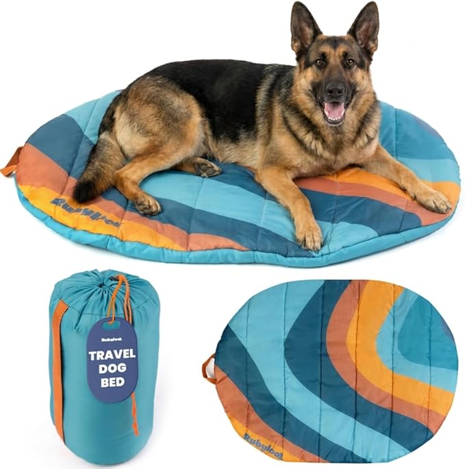 Travel Dog Bed (48" x 36") - Foldable & Packable for Travel, Road Trip, Camping – Lightweight, Water Resistant & Cozy with Soft Padding – Compact, Portable & Machine Washable – Large Breeds: Teal