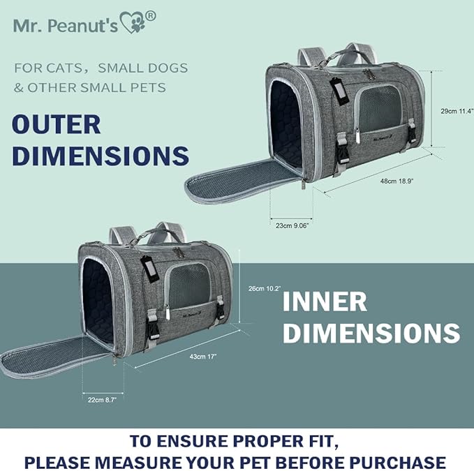 Mr. Peanut's Monterey Series Convertible Backpack Airline Approved Pet Carrier
