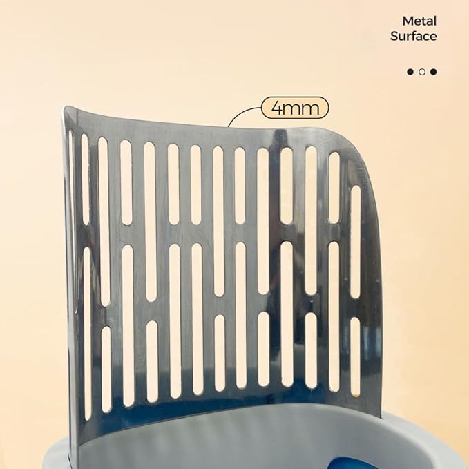 Cat Litter Scoop, Large Capacity Mess-Free Cat Litter Scooper with Bags, Spill-Proof Kitty Box Sifter, Bin Doubles as Scoop Holder (Blue)