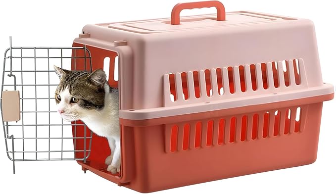 Pets Carrier,Kennel, 23in,Long,Hard-Sided,for Small Dog/Cat up to 20 lb,Suit for Airline/Road Travel (Orange, Large)