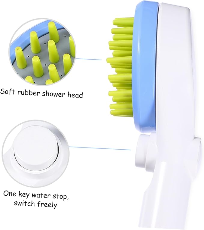 Portable Pet Shower Sprayer with Hose Handheld Dog Bath Brush with Massage Function Efficient Water Saving Puppy Grooming Tool for Easy Bathing and Rinsing