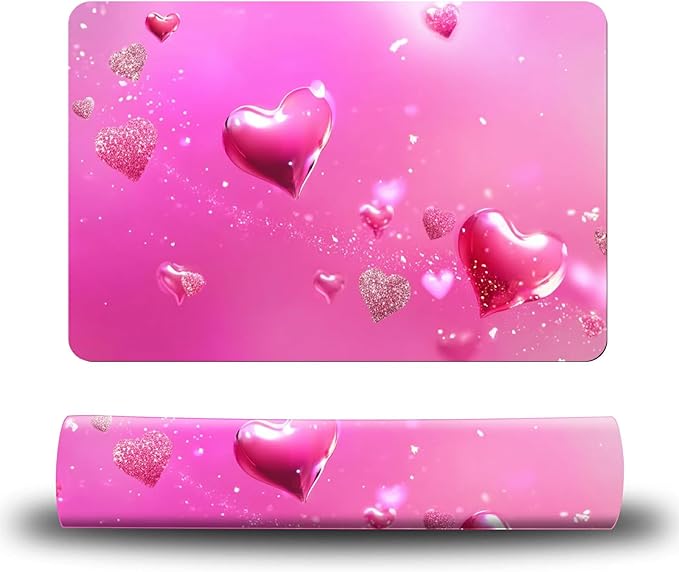 Dog Food Mat, 15.7" x 23.6" Absorbent Pet Feeding Mat for Food and Water, Waterproof Diatom Mud Pet Placemat with Non-Slip Rubber Backing, Easy Clean Cat Bowl Mat for Floors - Pink Love