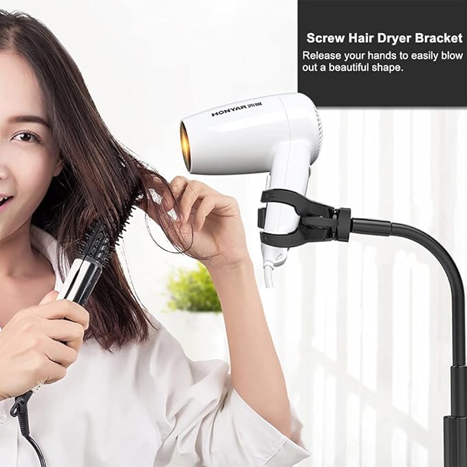 Dog Hair Dryer Stand, Pet Grooming Table Hair Dryer Holder, Hands Free Blow Dryer Holder, 360 Degrees Rotatable Lazy Hair Dryer Stand with Adjustable Clamp Mount for Dog Cat Grooming