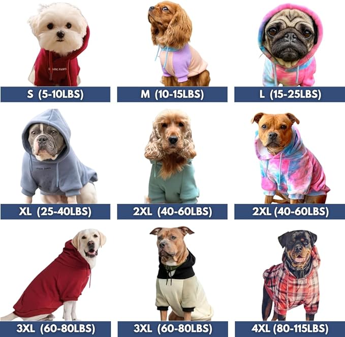 Spark Paws Dog Hoodie – Premium Dog Sweater for Small, Medium, and Large Dogs | Warm Outfits for French Bulldogs, Pitbull, Puppy, Winter Jacket Alternative - 90s Retro Sky Dye - L