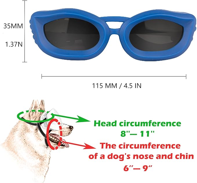 Dog Goggles Small Breed, UV/Wind/Dust/Fog Protection Pet Sunglasses with Adjustable Strap,Outdoor Dog Sunglasses for Small Dogs,Easy Wear