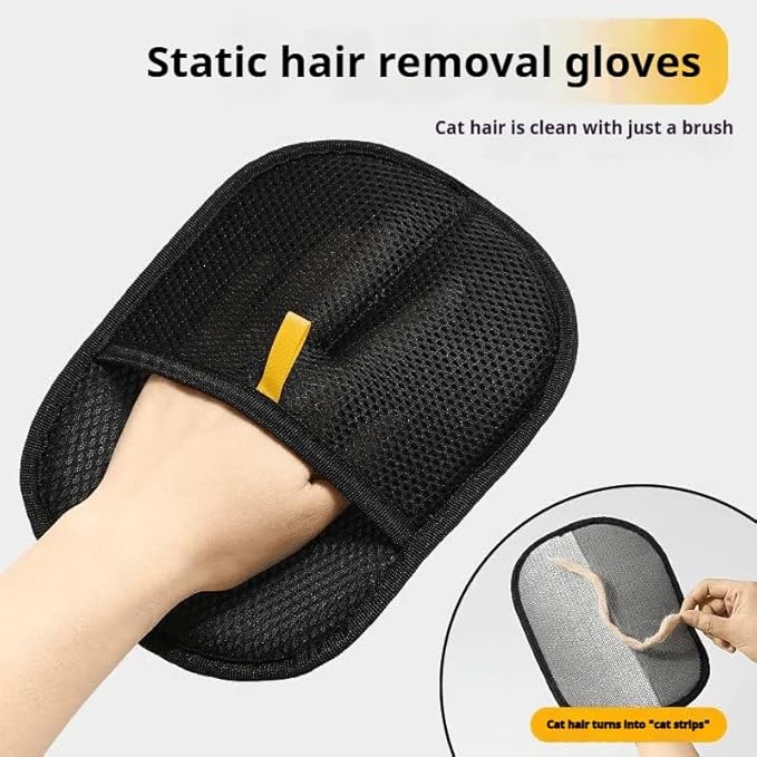 Electrostatic Pet Hair Remover Gloves (2-Pack) - Washable & Reusable Dog & Cat Hair Roller Alternative for Couch, Clothes & Car